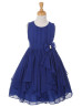 Pleated Chiffon Ruffle Knee Length Flower Girl Dress With Beaded Sash